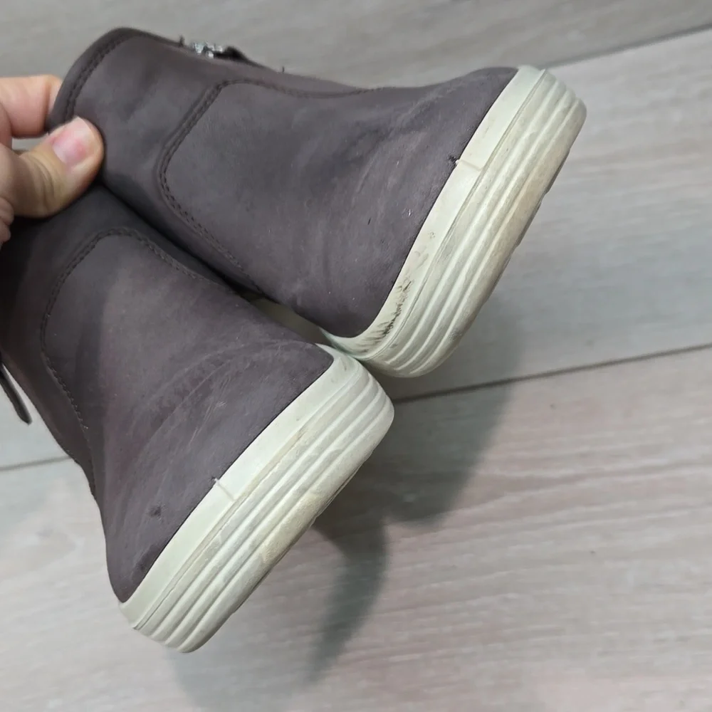 Ecco Womens Ankle Sneakers Leather Flats boots shoes sz 39/8-8.5